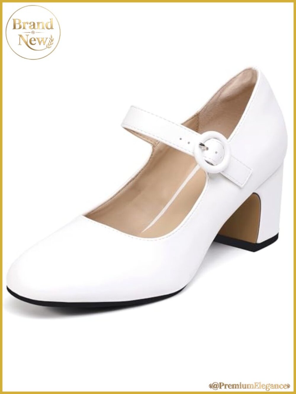 Mary Jane Pumps Closed Toe Low Chunky Block Heel Buckle